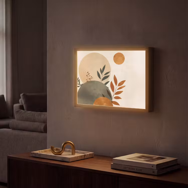 Lightbox - Wandlamp - Vormen - Rond - Bladeren - Beige — 2