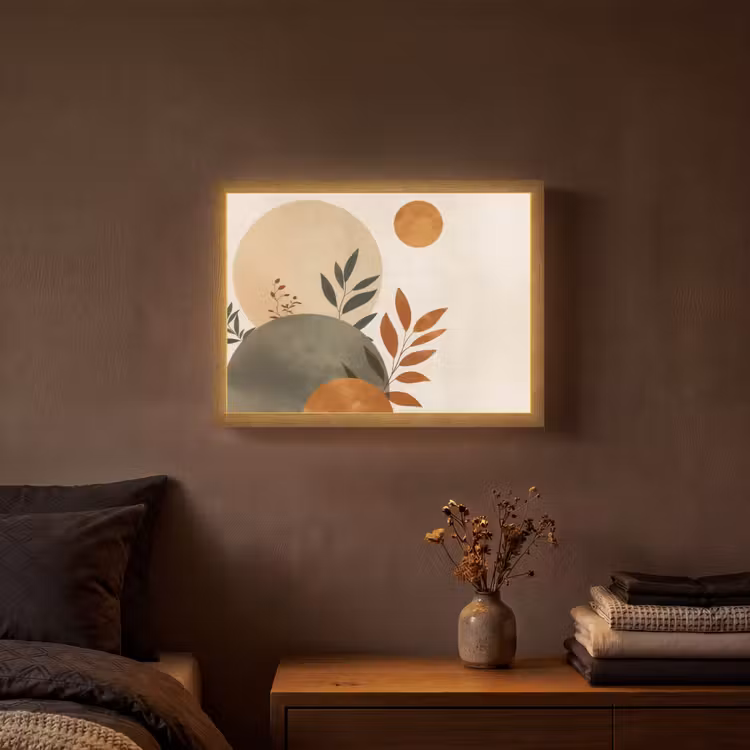 Lightbox - Wandlamp - Vormen - Rond - Bladeren - Beige — 3