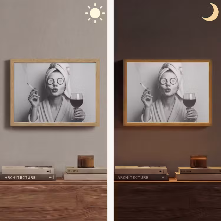 Lightbox - Wandlamp - Vrouw - Masker - Wijn - Sigaret — 6