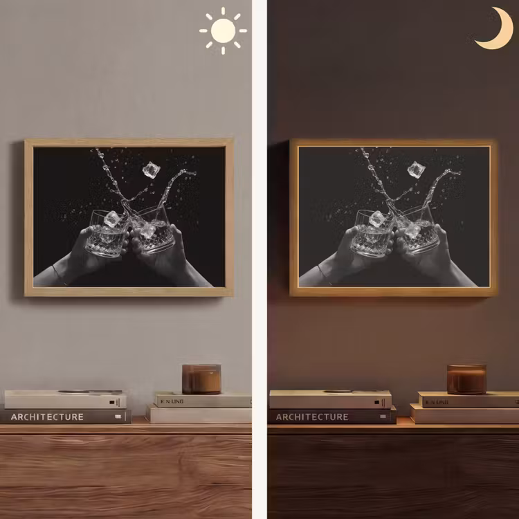Lightbox - Wandlamp - Whiskyglazen - Ijs - Spetters - Zwart — 6