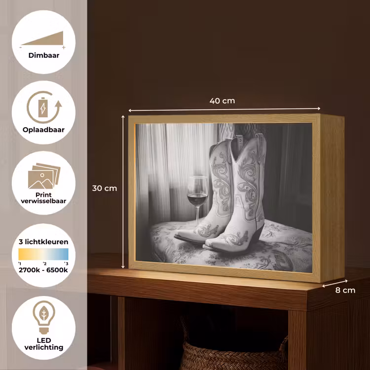 Lightbox - Wandlamp - Wijn - Cowboylaarzen - Raamlicht - Wit — 10