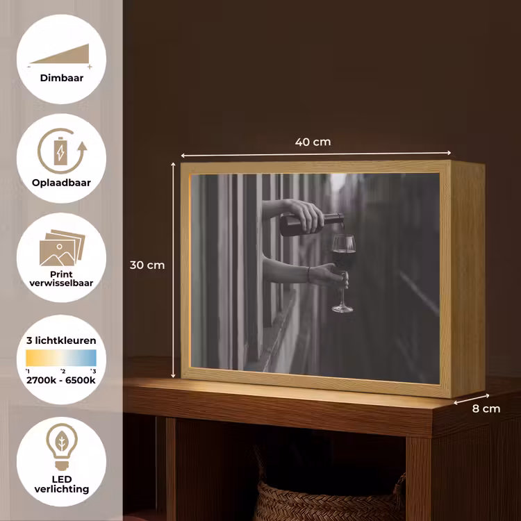 Lightbox - Wandlamp - Wijnfles - Glas - Handen - Raam — 10
