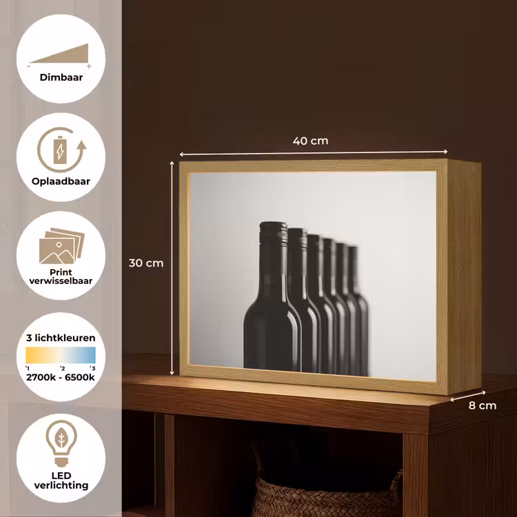 Lightbox - Wandlamp - Wijnflessen - Zwart - Minimalistisch — 10