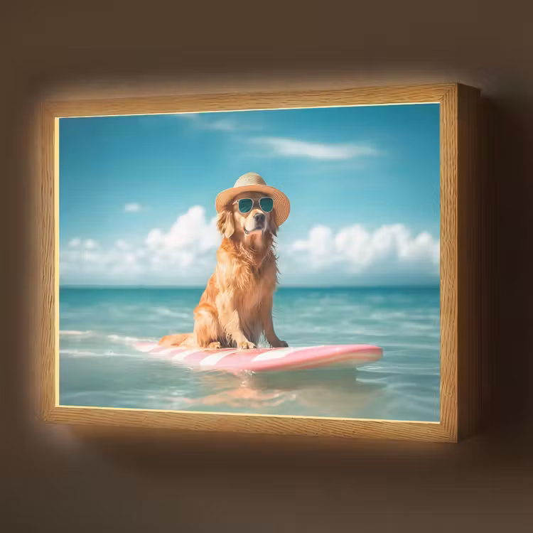 Lightbox - Wandlamp - Zeewater - Hond - Golden retriever - Zonnebril — 1