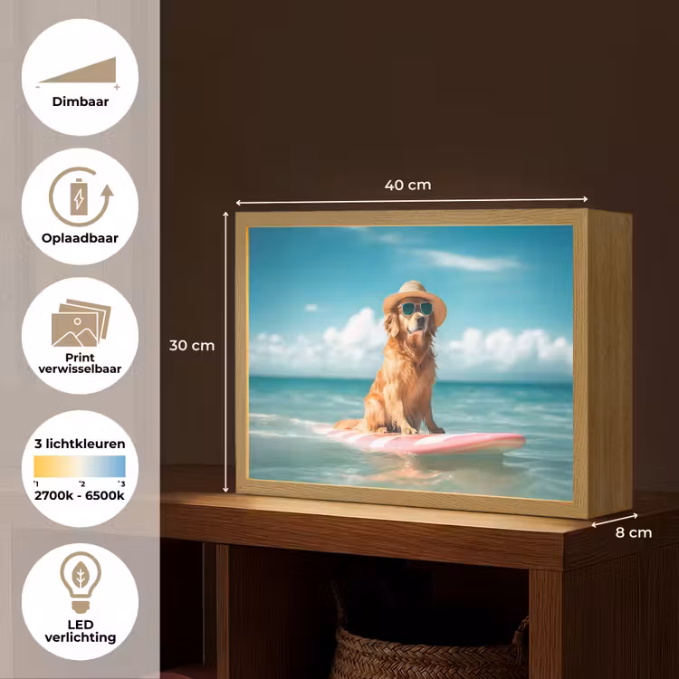 Lightbox - Wandlamp - Zeewater - Hond - Golden retriever - Zonnebril — 10