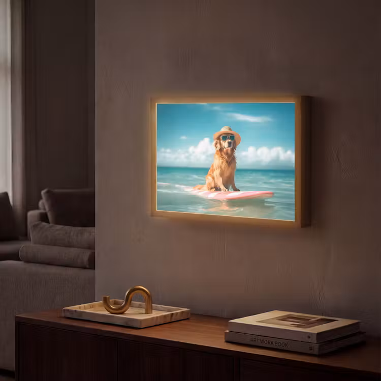 Lightbox - Wandlamp - Zeewater - Hond - Golden retriever - Zonnebril — 2