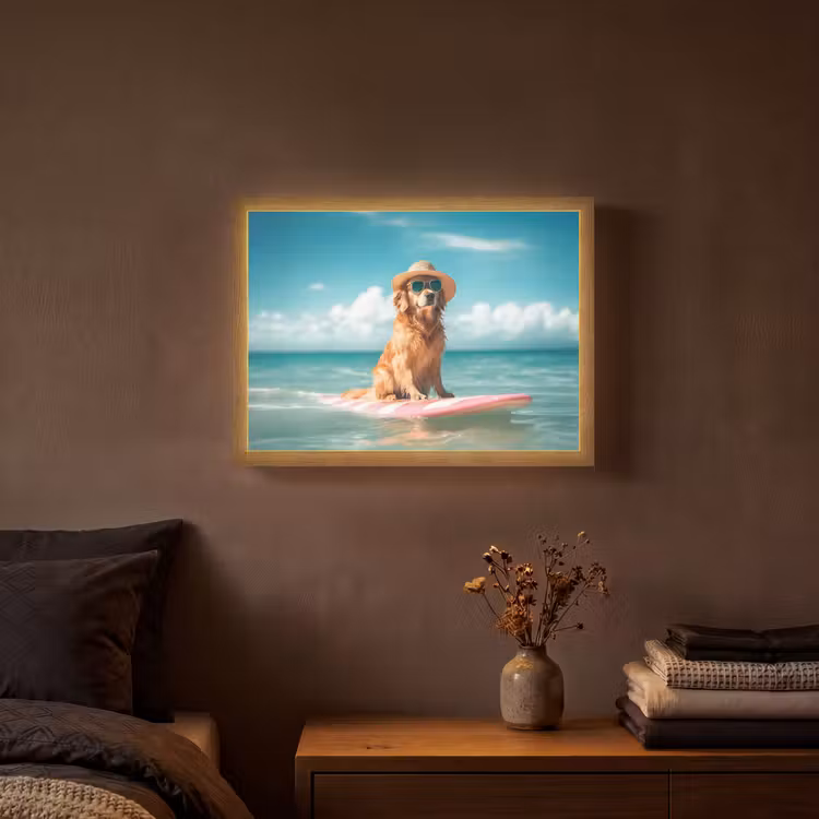 Lightbox - Wandlamp - Zeewater - Hond - Golden retriever - Zonnebril — 3