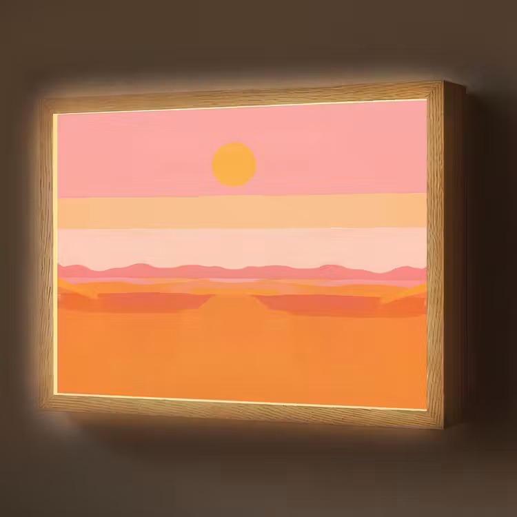 Lightbox - Wandlamp - Zon - Abstract - Landschap - Oranje — 1