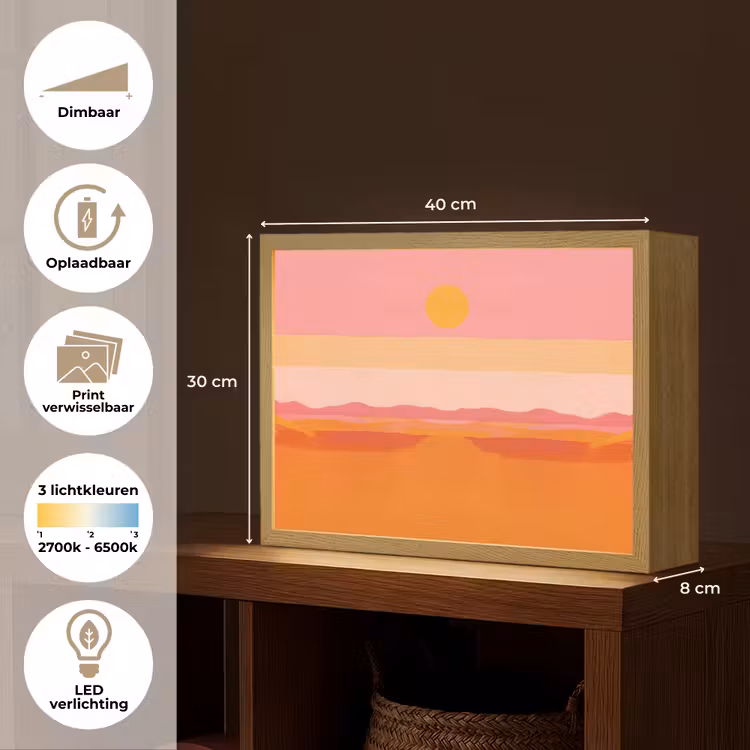 Lightbox - Wandlamp - Zon - Abstract - Landschap - Oranje — 10