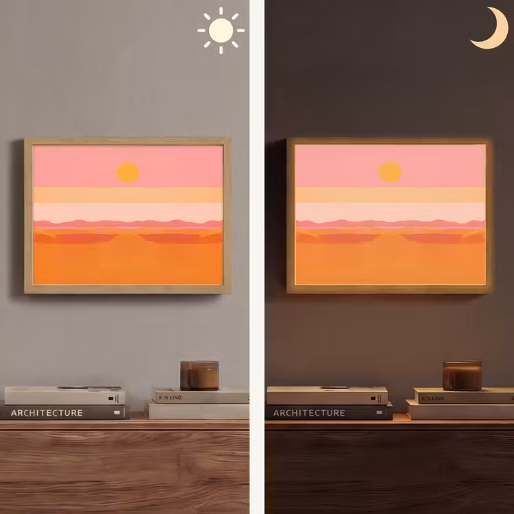 Lightbox - Wandlamp - Zon - Abstract - Landschap - Oranje — 6
