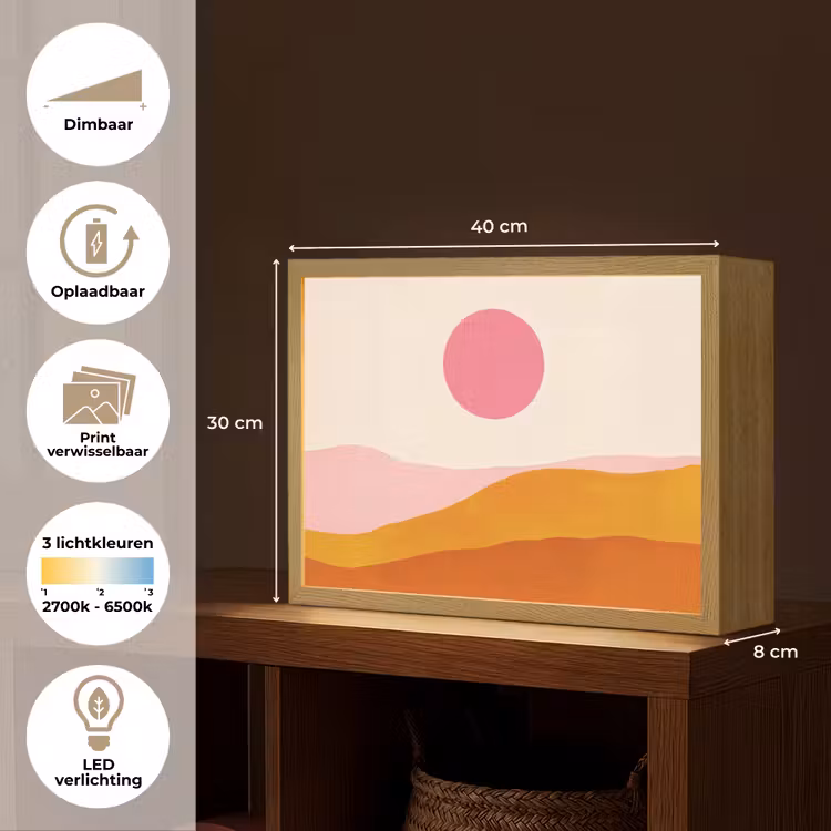 Lightbox - Wandlamp - Zon - Heuvels - Abstract - Roze — 10