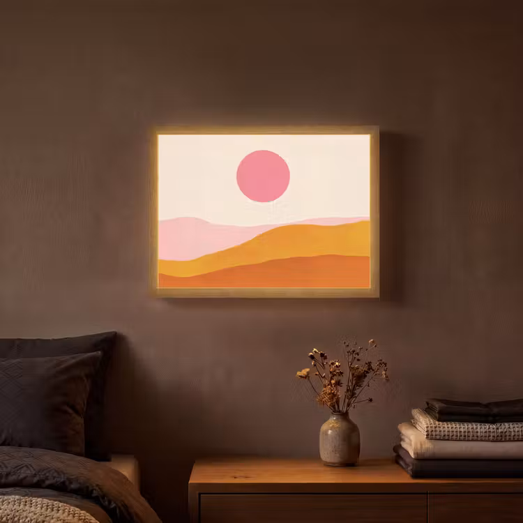 Lightbox - Wandlamp - Zon - Heuvels - Abstract - Roze — 3