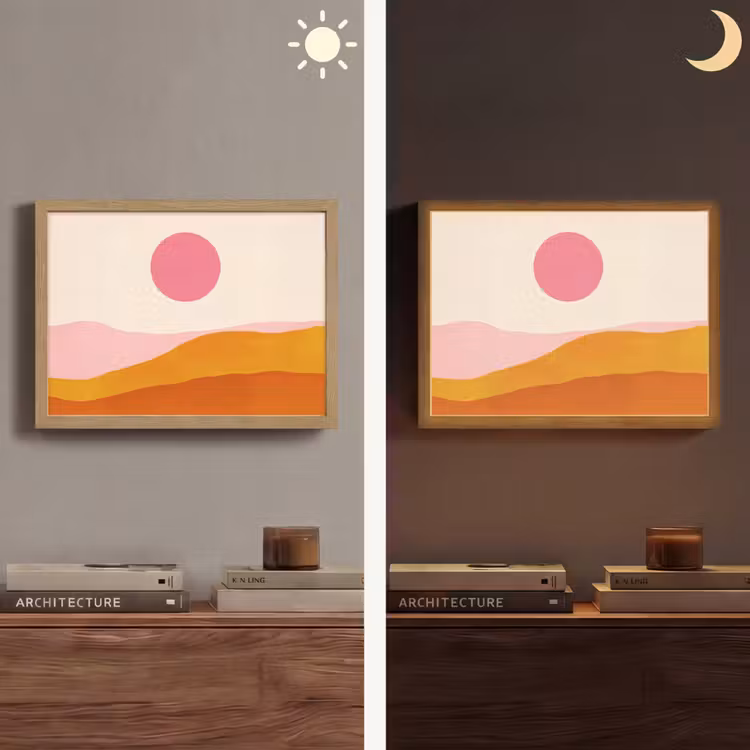 Lightbox - Wandlamp - Zon - Heuvels - Abstract - Roze — 6