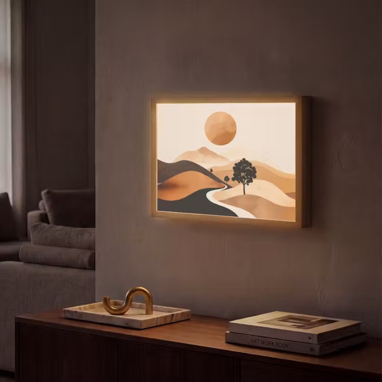 Lightbox - Wandlamp - Zon - Heuvels - Boom - Abstract — 2