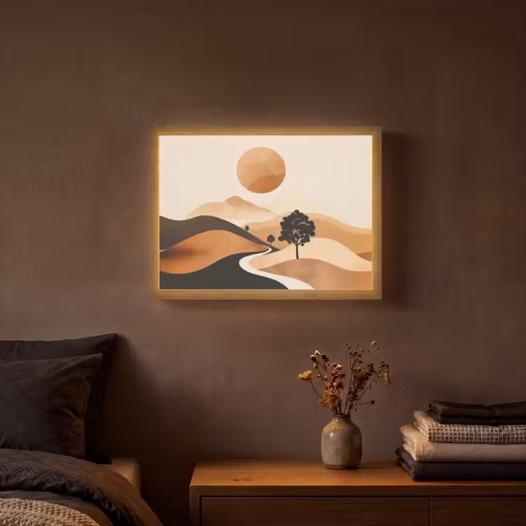 Lightbox - Wandlamp - Zon - Heuvels - Boom - Abstract — 3