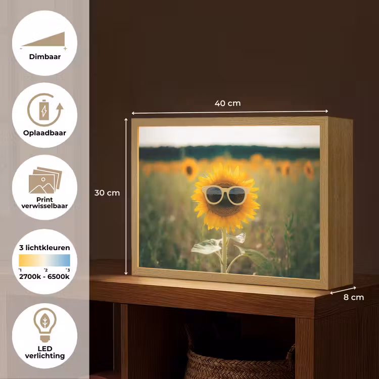 Lightbox - Wandlamp - Zonnebloem - Veld - Zonnebril — 10