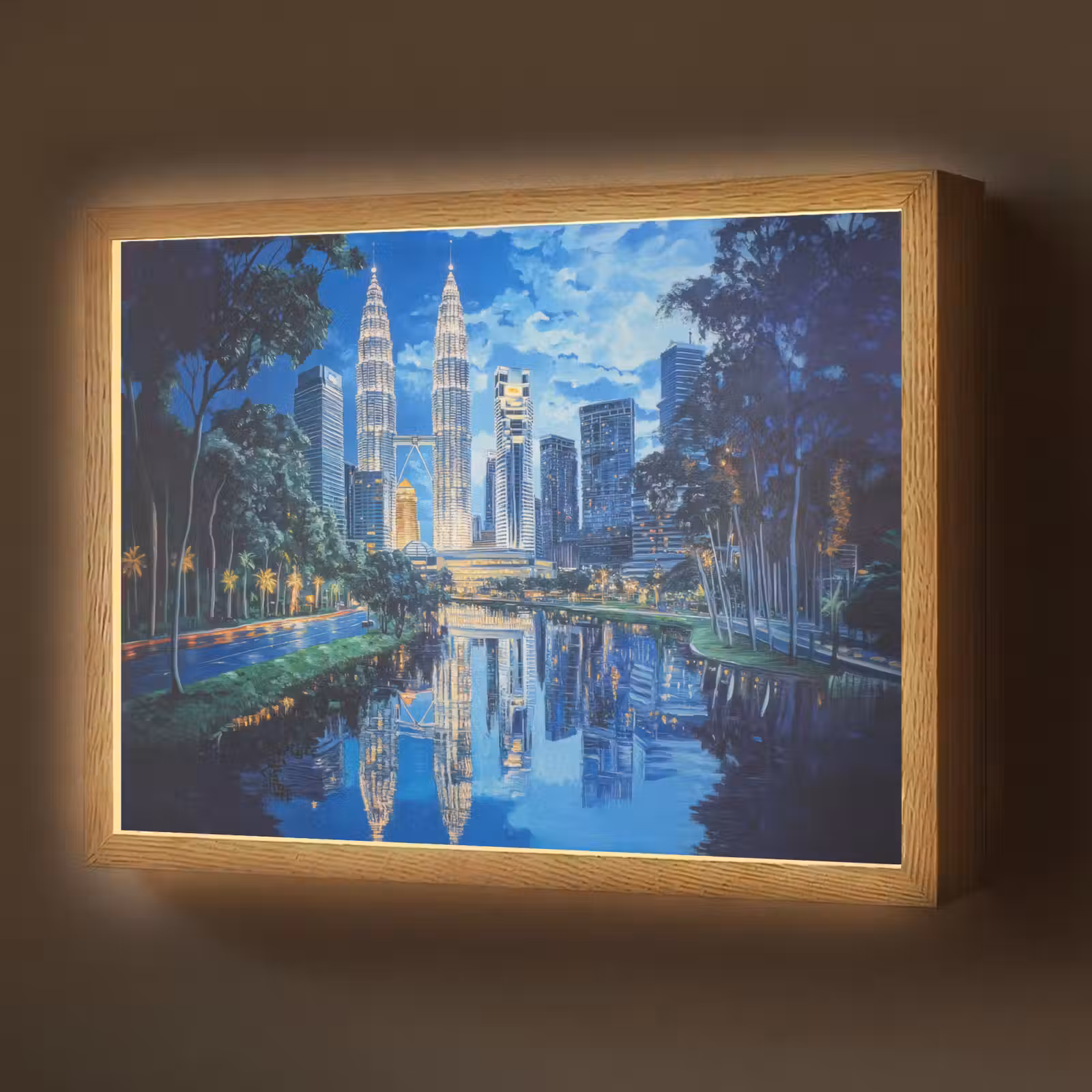 Lightbox - Wandlamp - Stad Kuala Lumpur - Skyline - Wolkenkrabbers - Water — 1