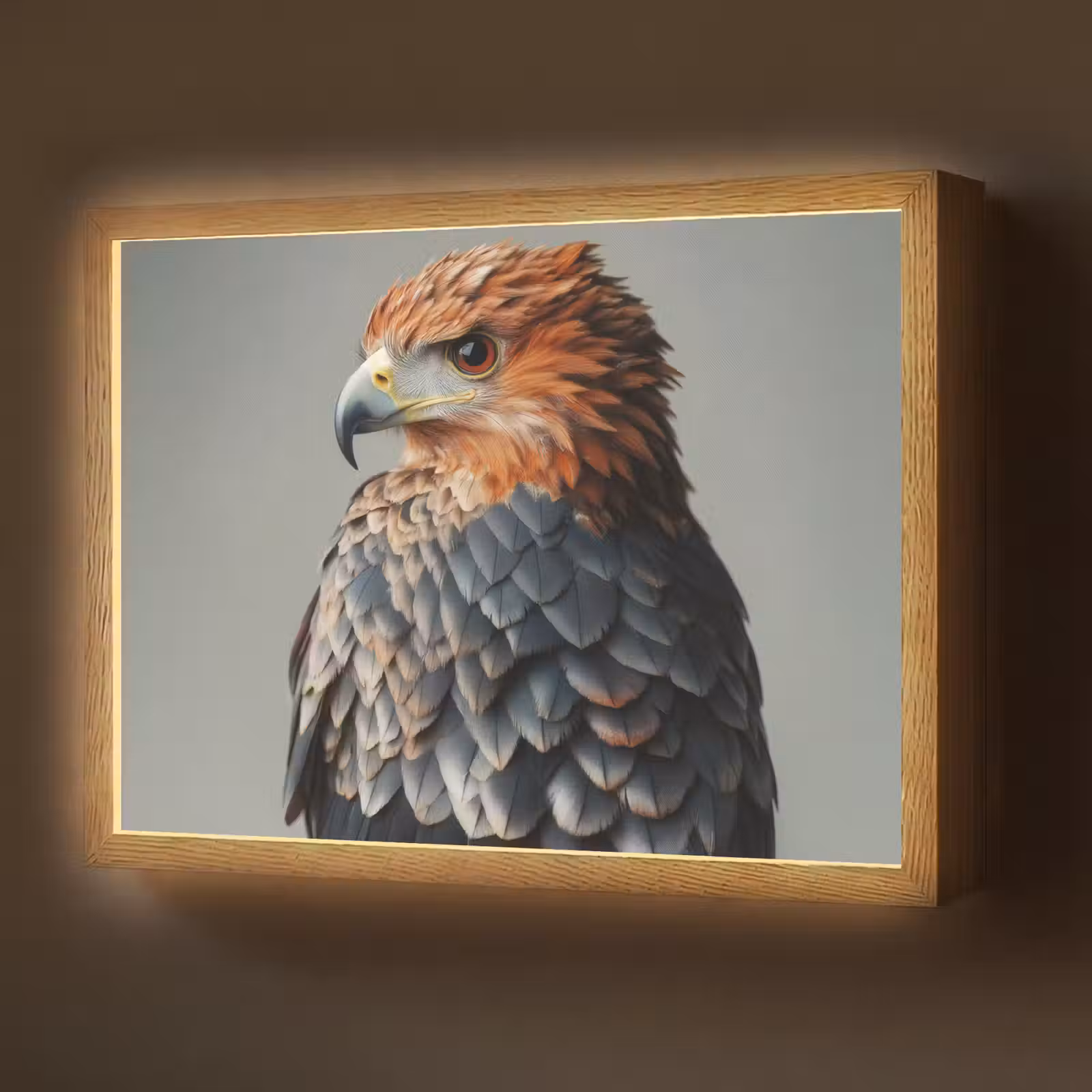 Lightbox - Wandlamp - Vogel - Realistisch - Veren - Bruin — 1
