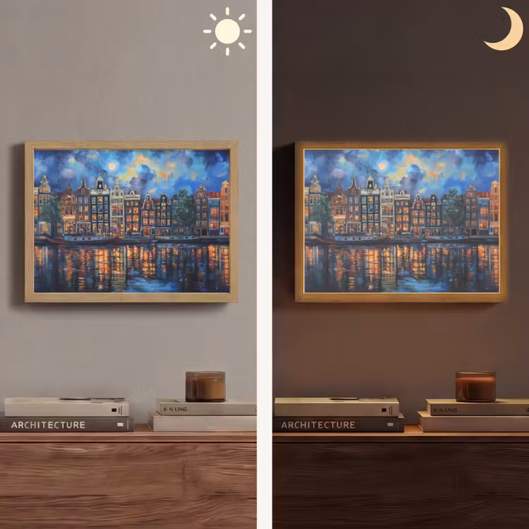 Lightbox - Wandlamp - Grachten Amsterdam - Huizen - Stad - Kleurrijk — 6