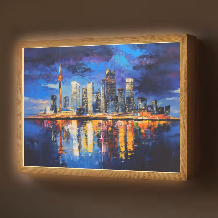 Lightbox - Wandlamp - Skyline Toronto - Modern - Stadslicht - Blauw — 1