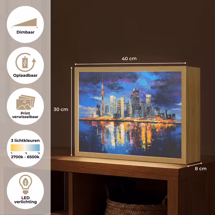 Lightbox - Wandlamp - Skyline Toronto - Modern - Stadslicht - Blauw — 10