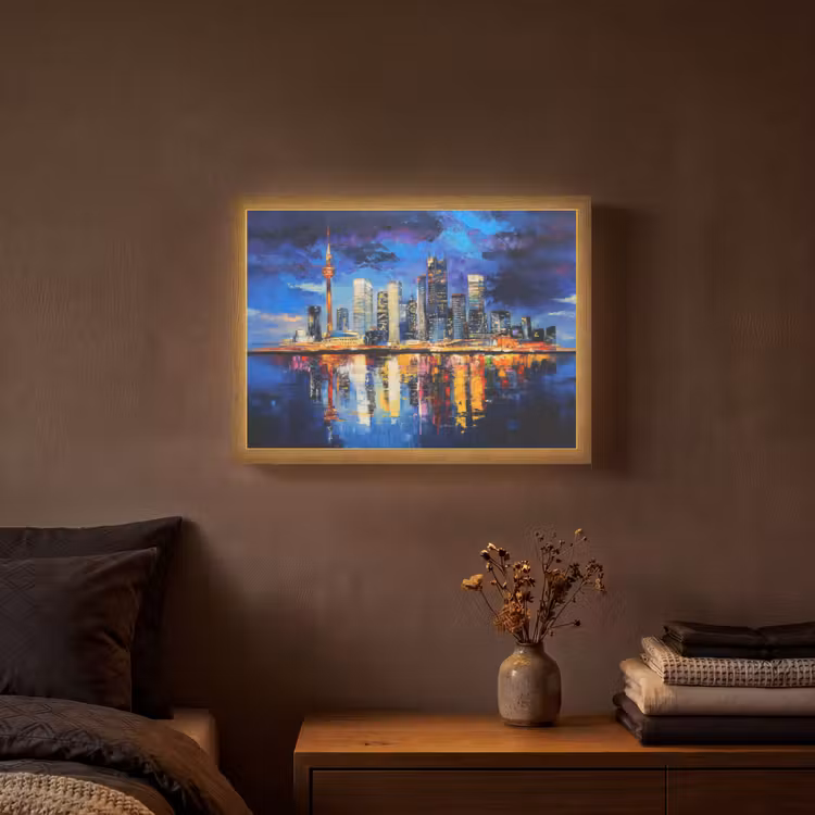 Lightbox - Wandlamp - Skyline Toronto - Modern - Stadslicht - Blauw — 3