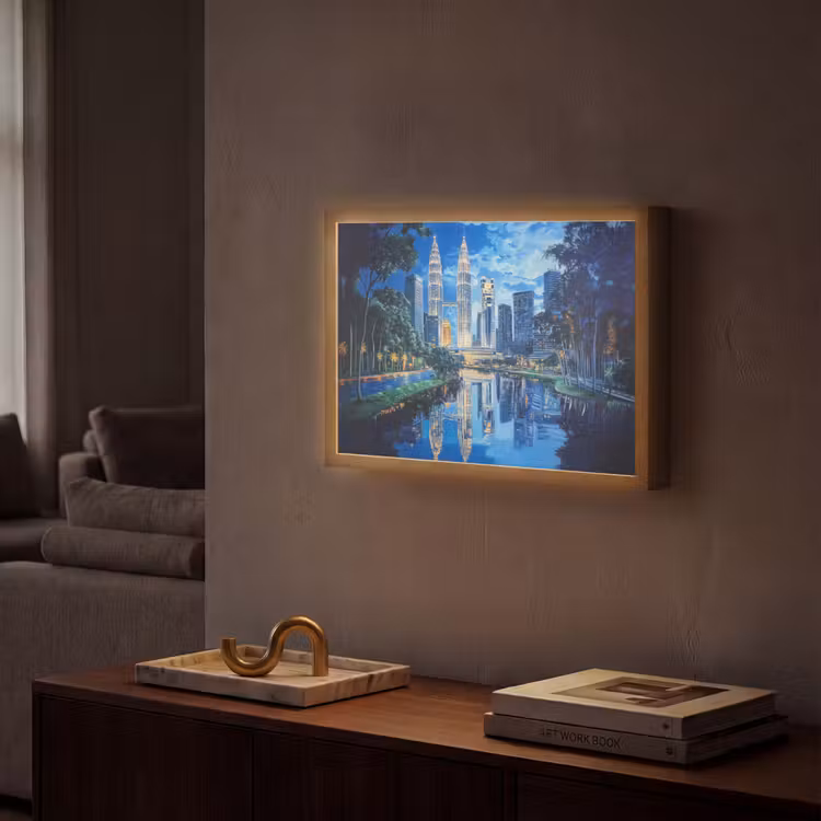 Lightbox - Wandlamp - Stad Kuala Lumpur - Skyline - Wolkenkrabbers - Water — 2