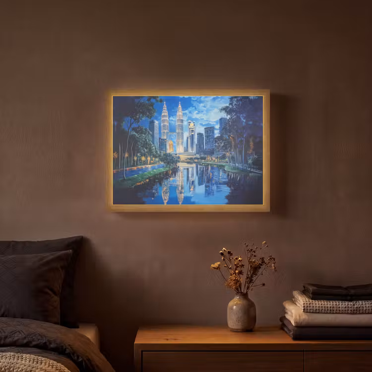Lightbox - Wandlamp - Stad Kuala Lumpur - Skyline - Wolkenkrabbers - Water — 3
