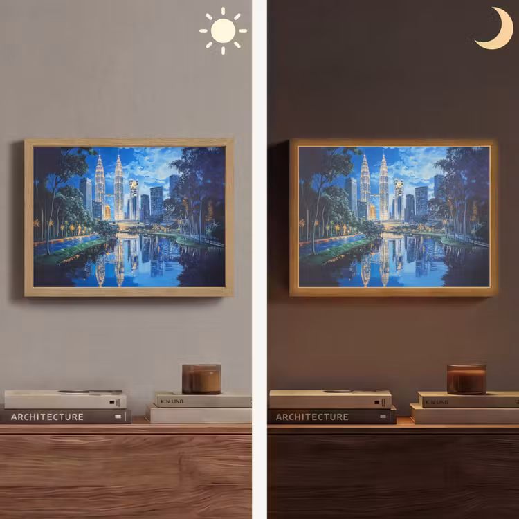 Lightbox - Wandlamp - Stad Kuala Lumpur - Skyline - Wolkenkrabbers - Water — 6