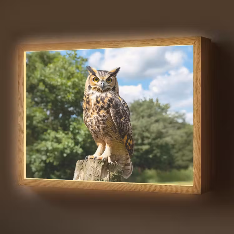 Lightbox - Wandlamp - Uil - Boomstronk - Bos - Lucht — 1