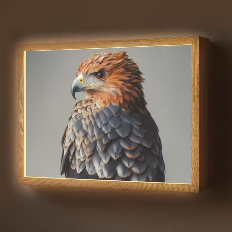 Lightbox - Wandlamp - Vogel - Realistisch - Veren - Bruin — 1