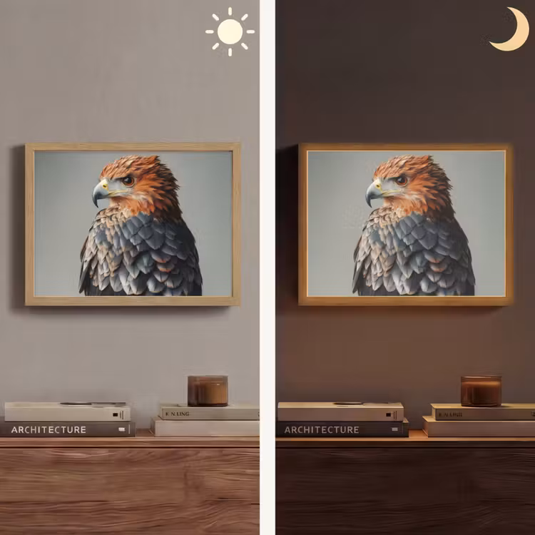 Lightbox - Wandlamp - Vogel - Realistisch - Veren - Bruin — 6