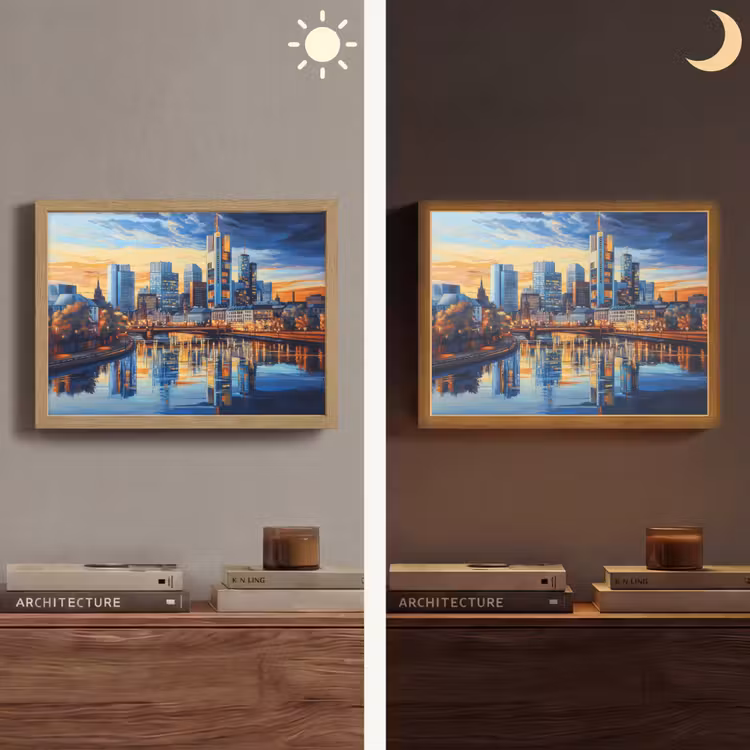 Lightbox - Wandlamp - Zonsondergang Frankfurt - Stad - Skyline - Water — 6