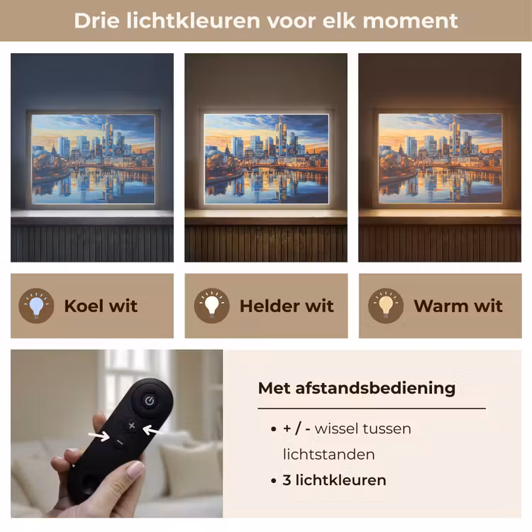 Lightbox - Wandlamp - Zonsondergang Frankfurt - Stad - Skyline - Water — 8