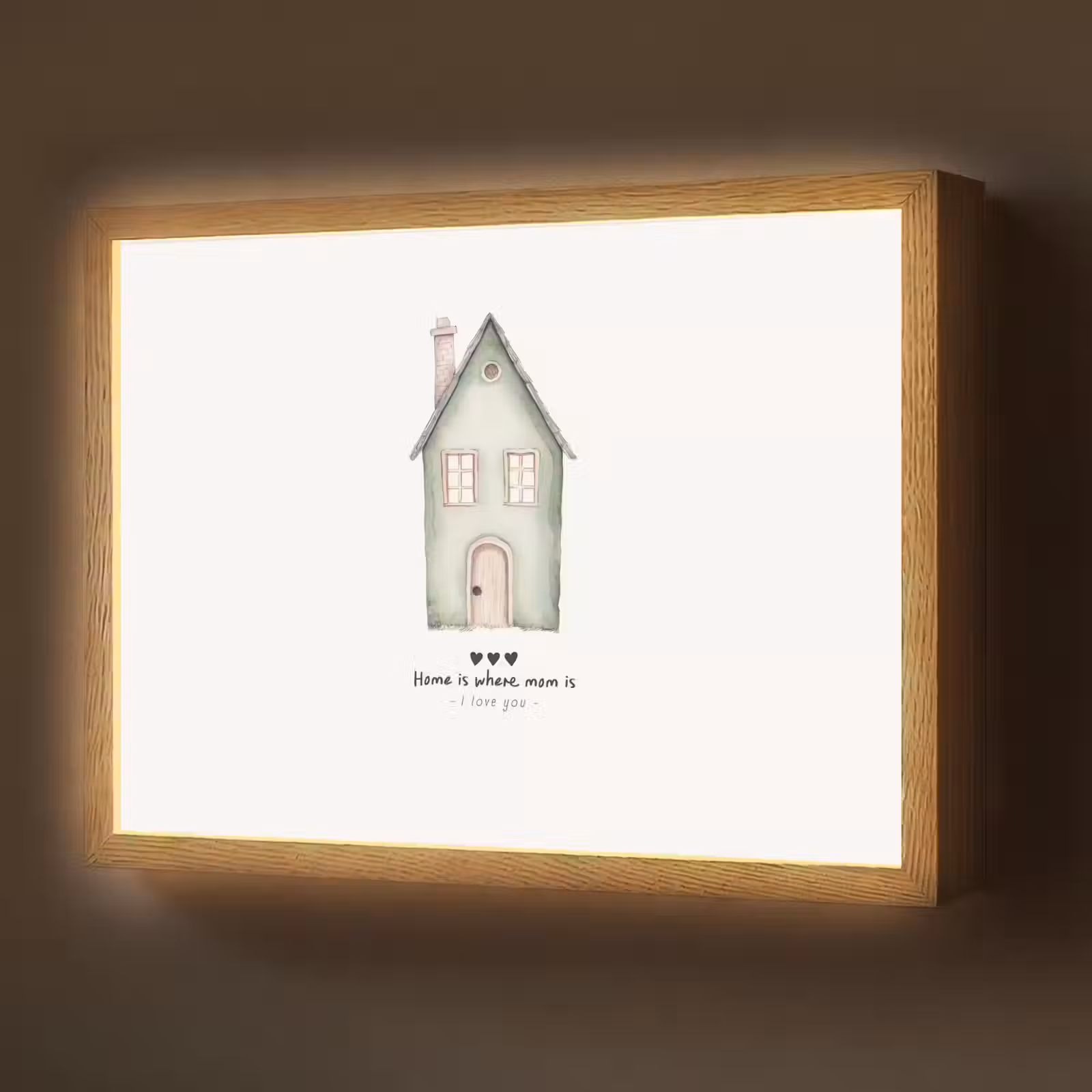 Lightbox - Wandlamp - Huisje - Groen - Tekst - Liefdevol — 1