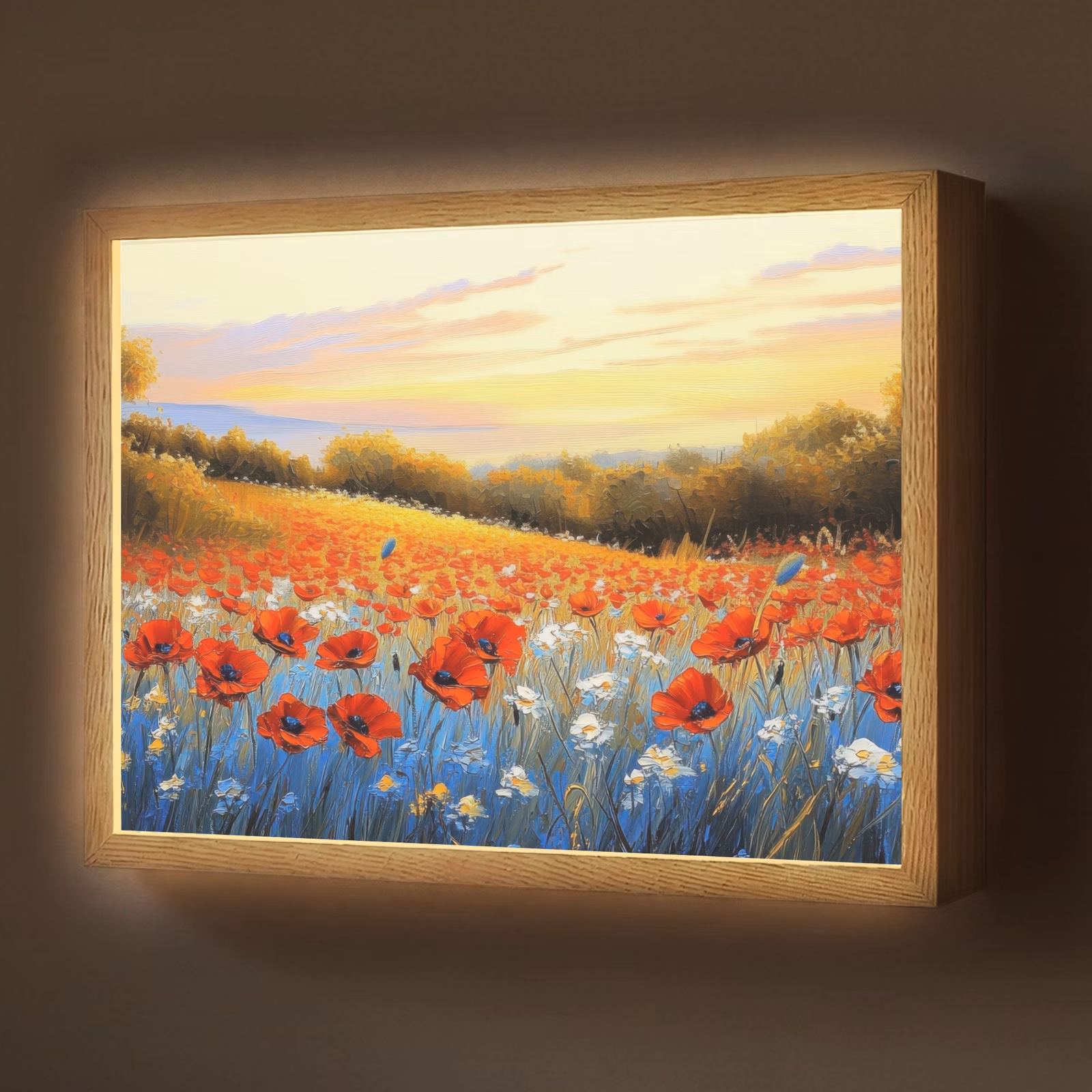 Lightbox - Wandlamp - Klaproos - Bloemenveld - Kleurrijk — 1