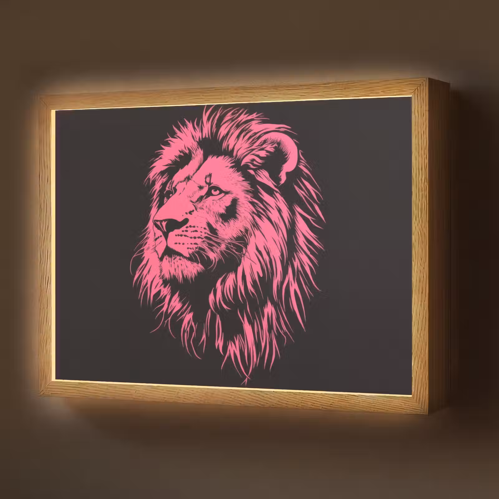 Lightbox - Wandlamp - Leeuw - Zwart - Roze - Neon — 1