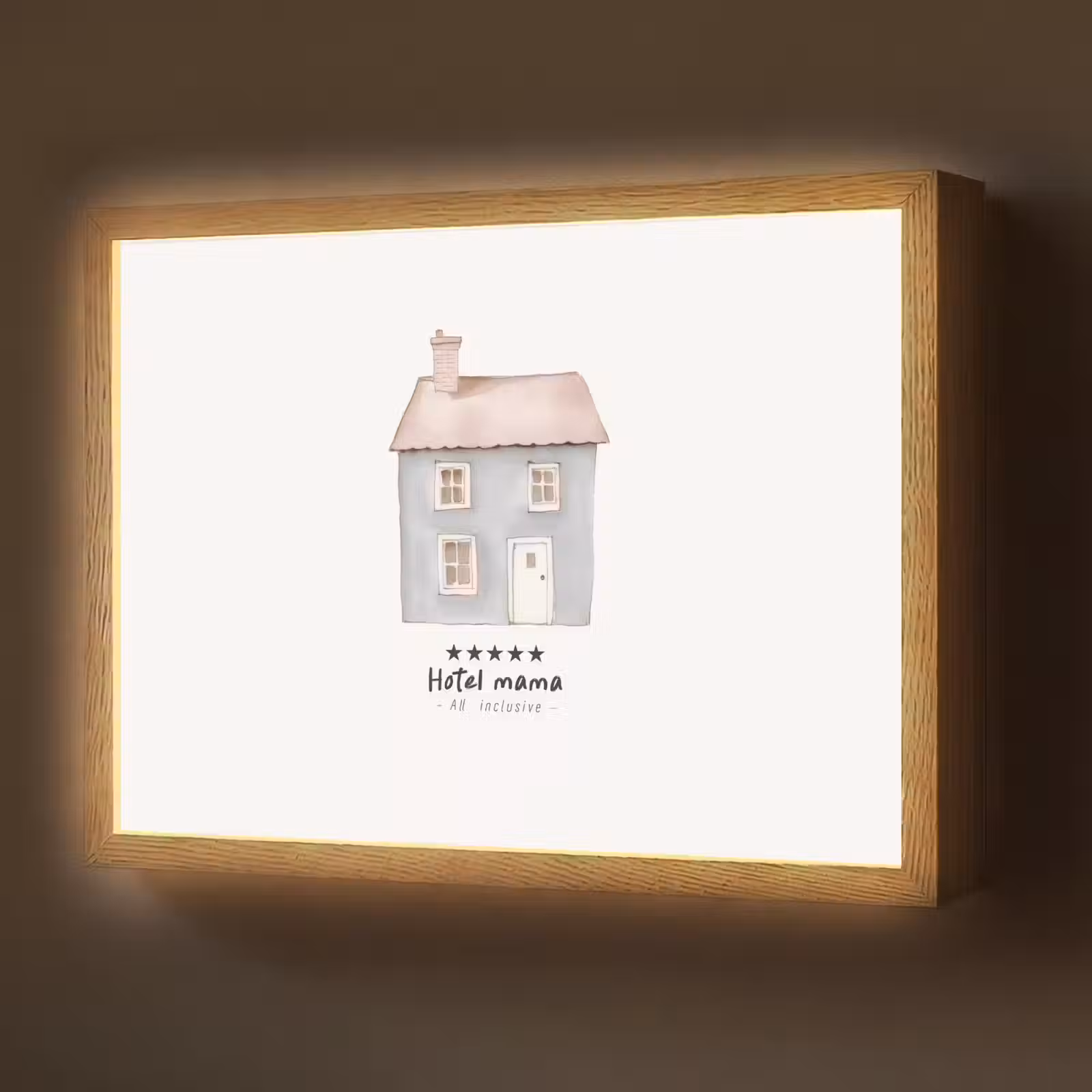 Lightbox - Wandlamp - Lichtblauw - Huisje - Mama - Tekst — 1