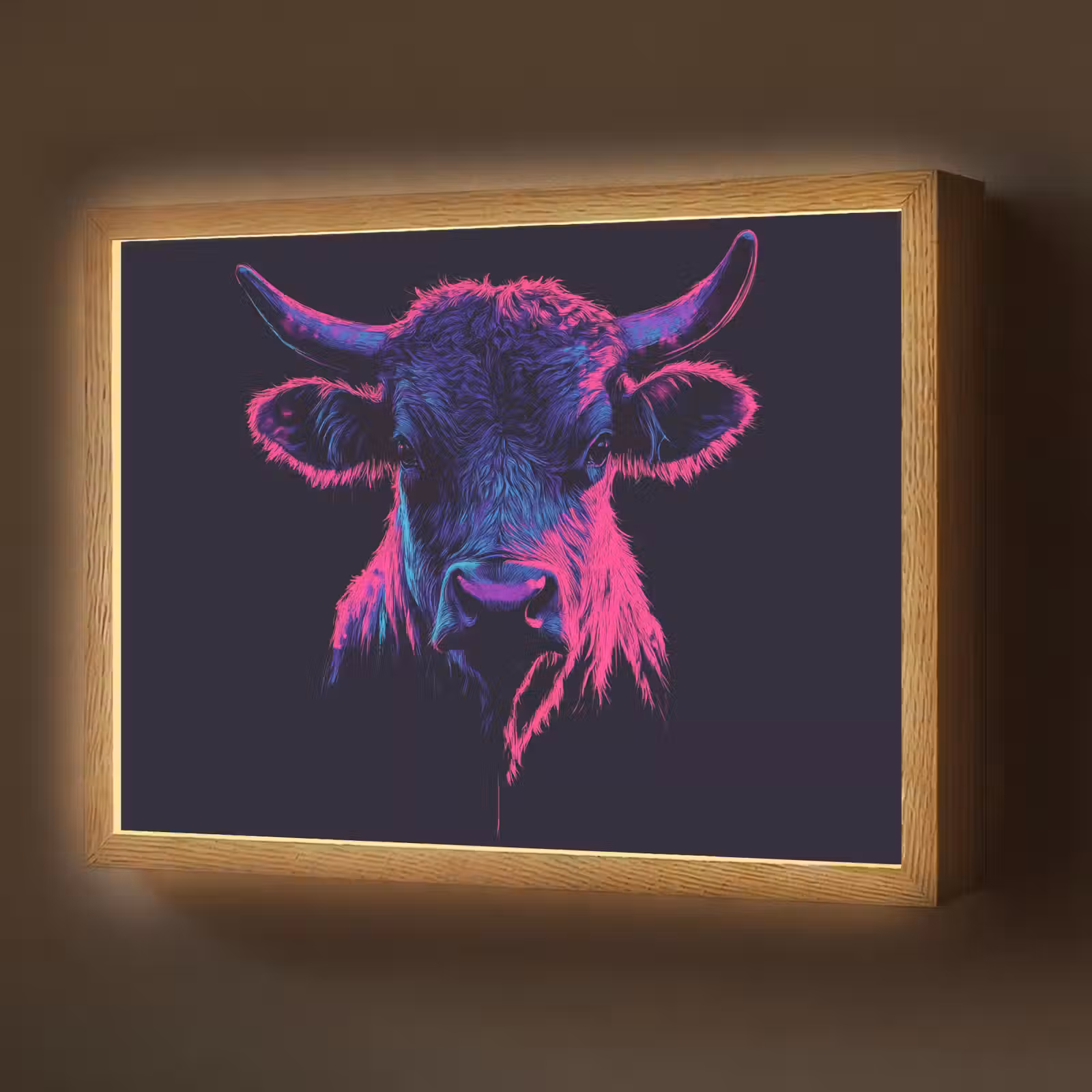Lightbox - Wandlamp - Stier - Neon - Zwart - Kleur — 1