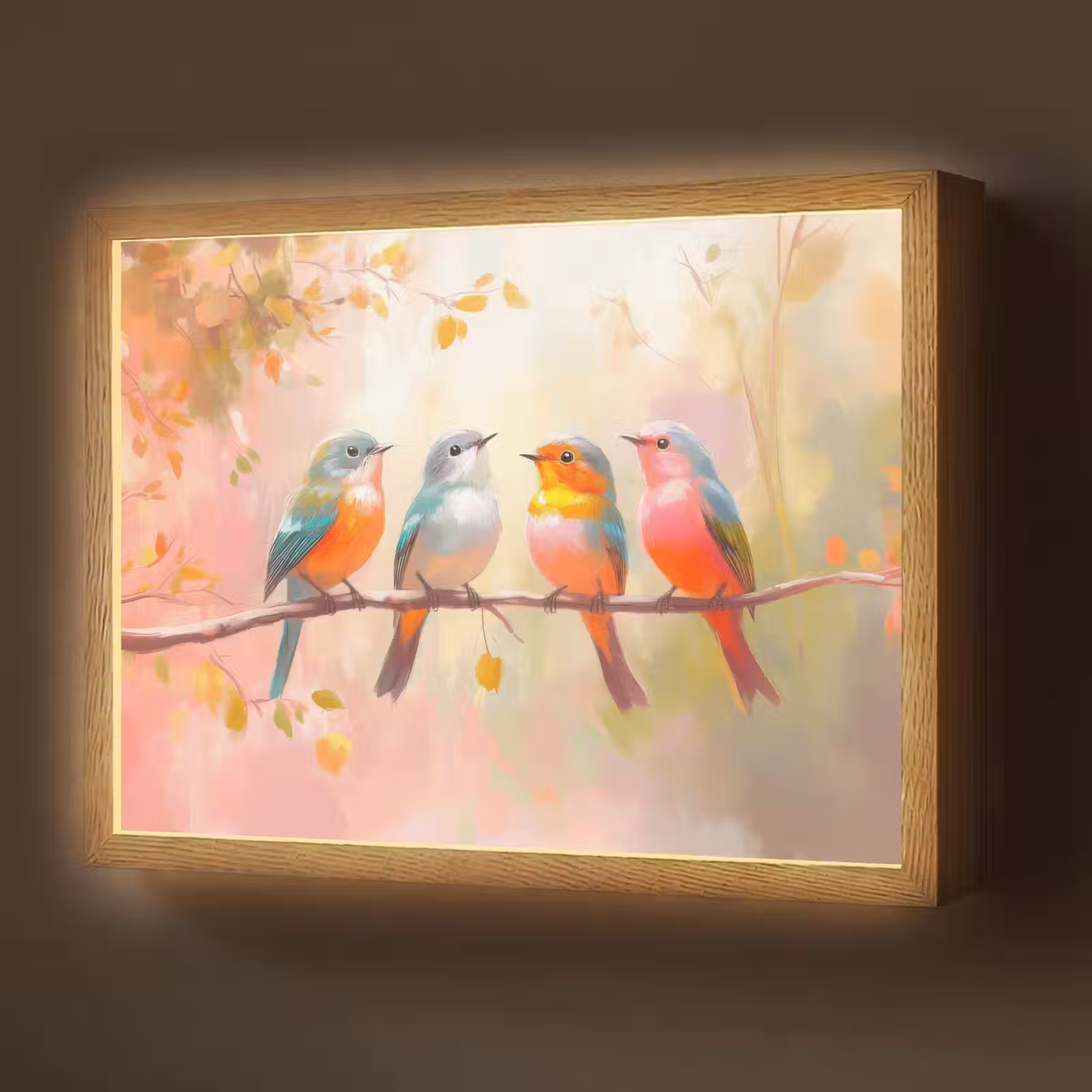 Lightbox - Wandlamp - Vogels - Kleurrijk - Tak — 1