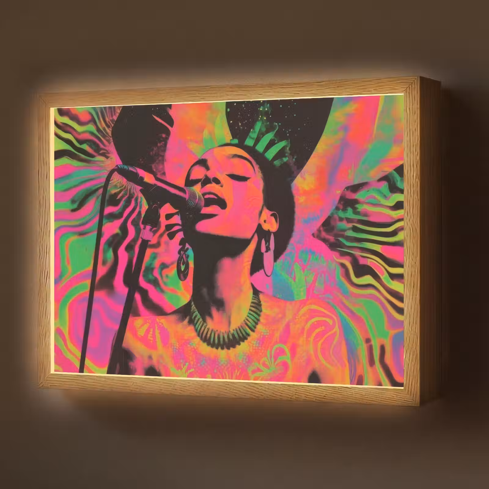 Lightbox - Wandlamp - Vrouw - Microfoon - Neon — 1