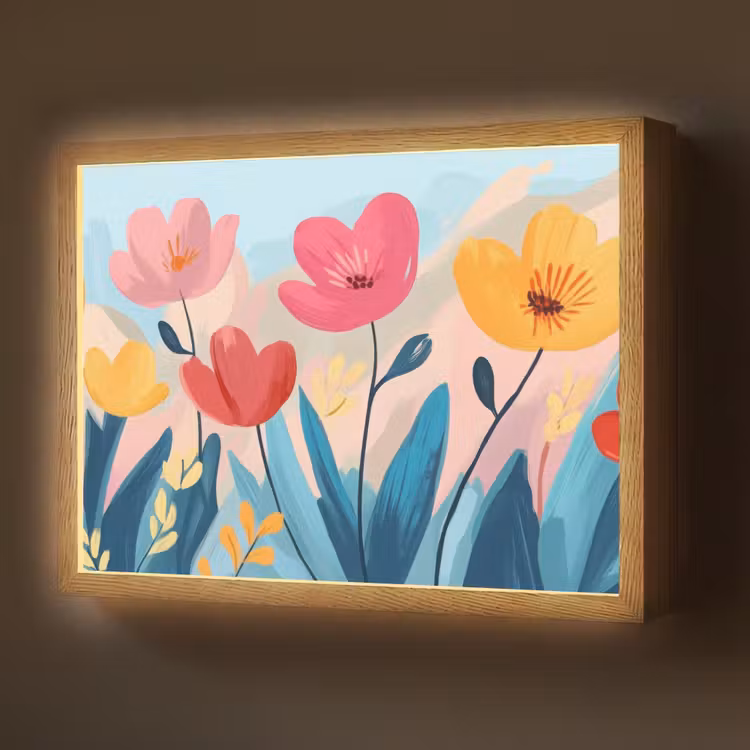 Lightbox - Wandlamp - Illustratie - Bloemen - Kleurrijk — 1