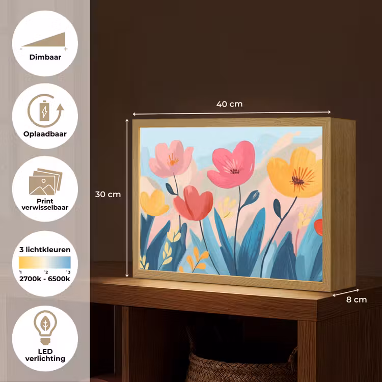 Lightbox - Wandlamp - Illustratie - Bloemen - Kleurrijk — 10