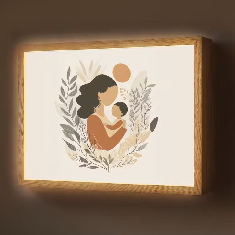 Lightbox - Wandlamp - Illustratie - Moeder - Kind - Liefdevol — 1