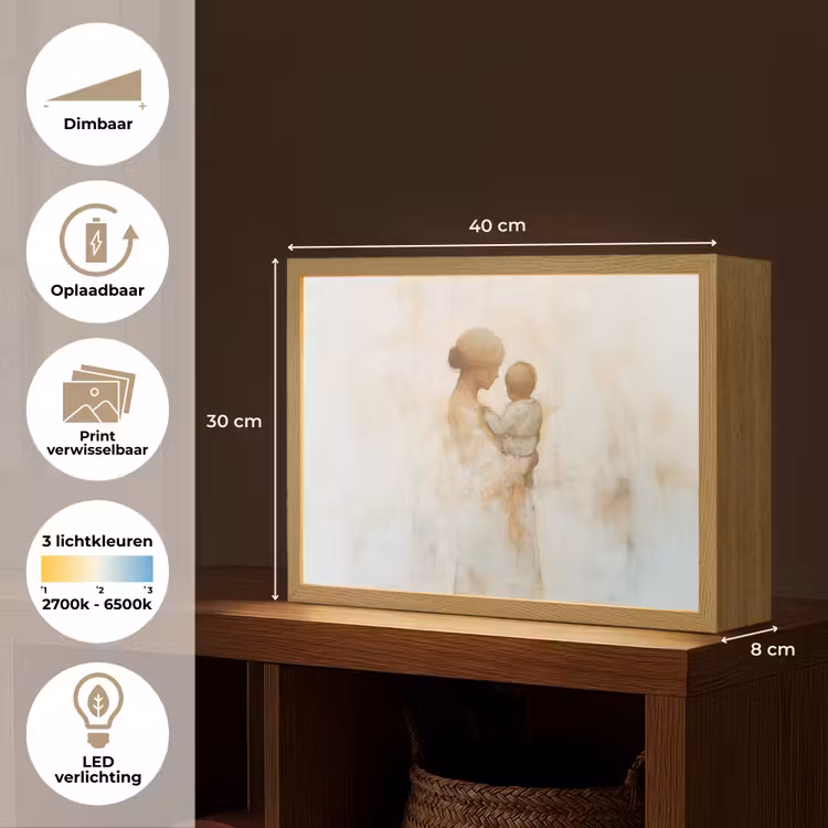 Lightbox - Wandlamp - Kind - Moeder - Waterverfschilderij — 10