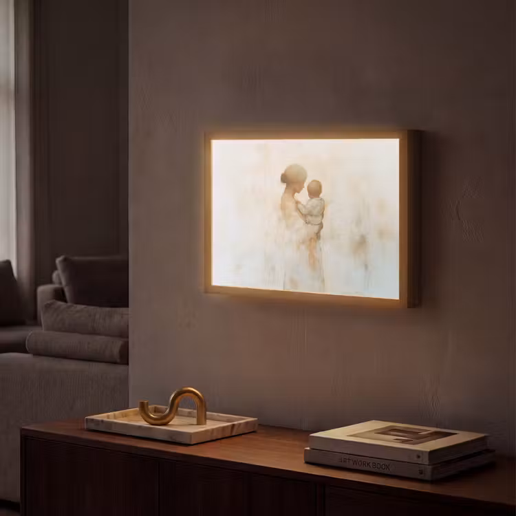 Lightbox - Wandlamp - Kind - Moeder - Waterverfschilderij — 2