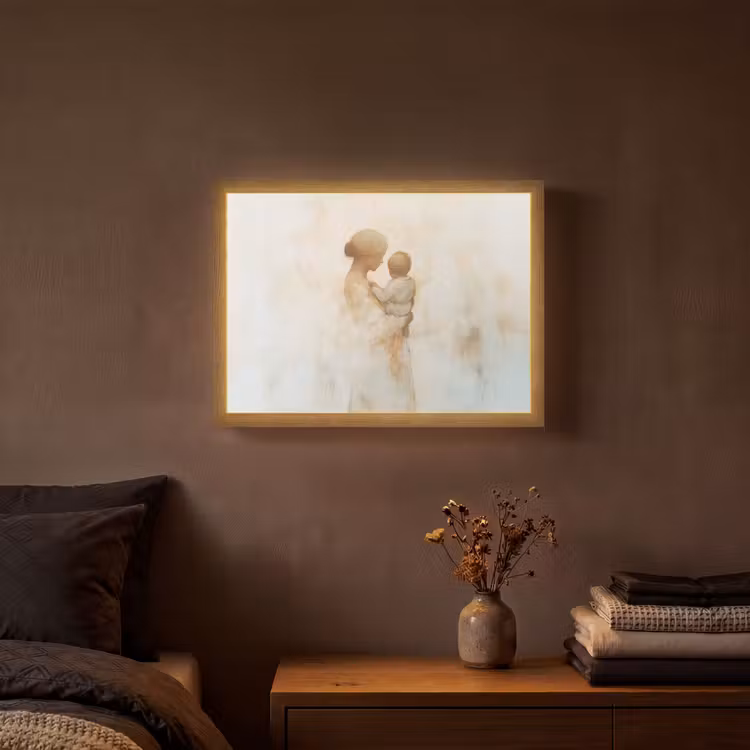 Lightbox - Wandlamp - Kind - Moeder - Waterverfschilderij — 3