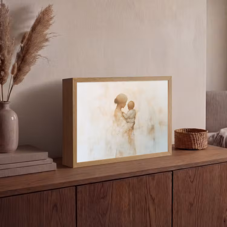 Lightbox - Wandlamp - Kind - Moeder - Waterverfschilderij — 4