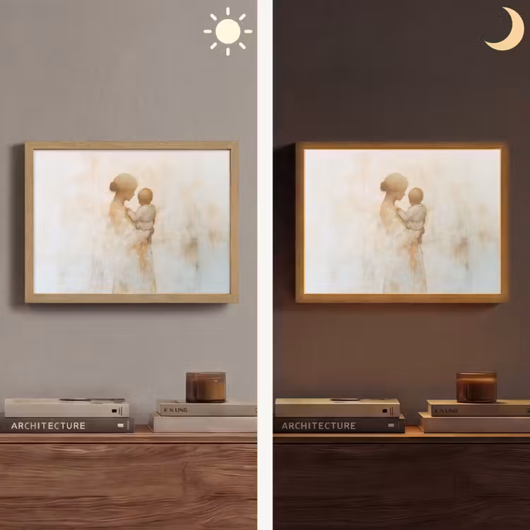 Lightbox - Wandlamp - Kind - Moeder - Waterverfschilderij — 6
