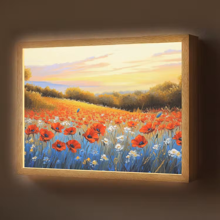 Lightbox - Wandlamp - Klaproos - Bloemenveld - Kleurrijk — 1